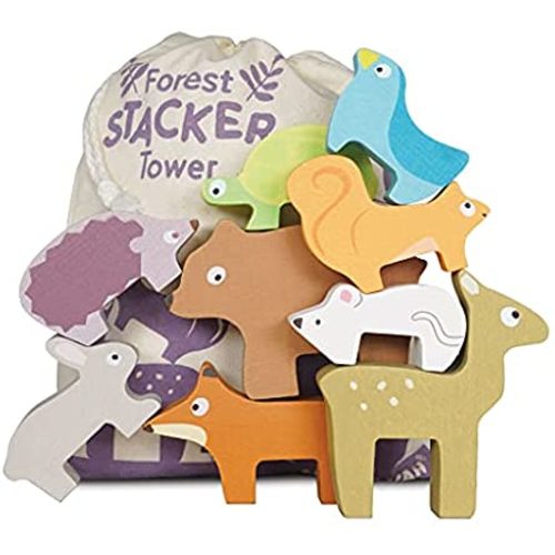 Le Toy Van - Wooden Petilou Forest Stacker Puzzle & Bag Educational Balancing Activities Toy | Great Gift for Kids and Toddlers | Suitable for Age 18+ Months Old