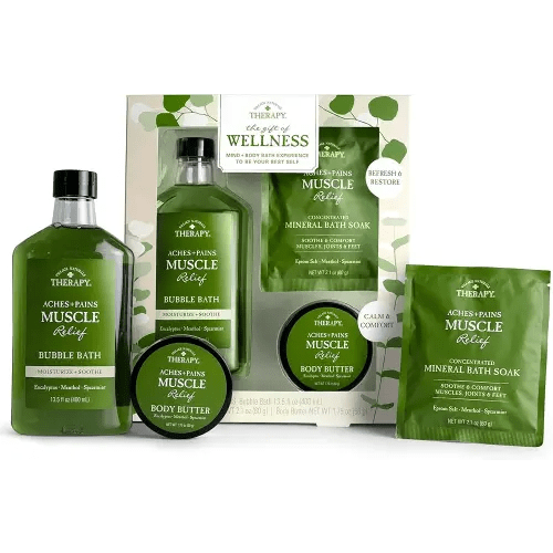 Village Naturals Therapy 3-Piece Relaxing Muscle Wellness Spa Gift Set, Eucalyptus Mint Scent