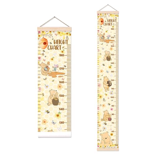Winnie Height Chart for Wall Decor, The Pooh Decor Height Chart for Boys or Girls, Honey Themed Height Measurement for Toddler Wall Hanging, Perfect for Bedroom Nursery Decor Height Wall Chart
