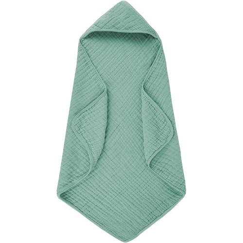 Muslin Hooded Baby Towel, Soft Cotton, Sage Green