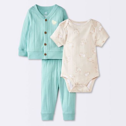 Baby Boys' 3pc Top and Pants Set - Cloud Island™ Blue/Tan 3-6M