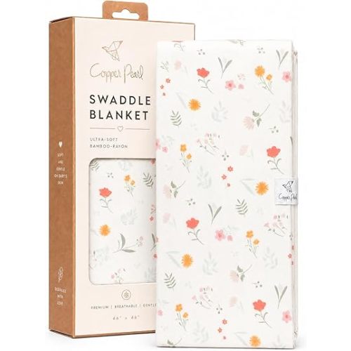 Copper Pearl Swaddle Blankets for Newborns | Soft Stretchy Receiving Blankets for Boys and Girls | Large 46 x 46 Inch Baby Blankets | Lightweight and Breathable Swaddles | Mabel