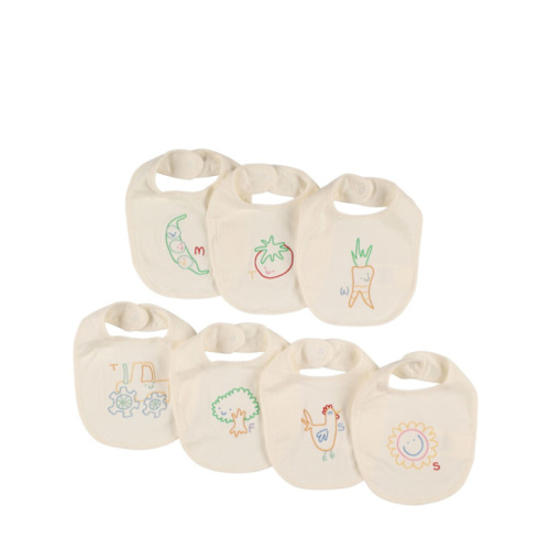 Set of 7 cotton jersey bibs - Stella McCartney Kids - Girls - White - Age