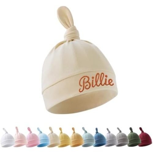 Personalized Newborn Hospital Baby Newborn Hats Knot Beanie Hats Soft for Infant Baby Girls Boys Caps 0-6 Months