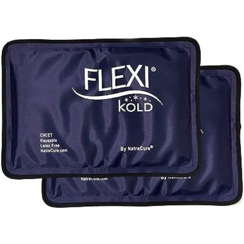 2 FlexiKold Gel Ice Packs - Ice Packs for Injuries Reusable, Back Pain Relief, Knee Ice Pack Wrap, After Surgery, Ice Pack for Knee - 6303-COLD-2PK by NatraCure - Medium – 2PK