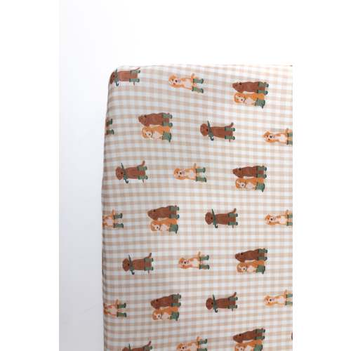 Green Pup Friends Crib Sheet