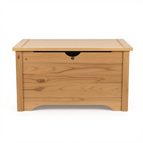Solid Wood Toy Chest – Safety Hinge, 30 x 18 x 18 Inches, Natural