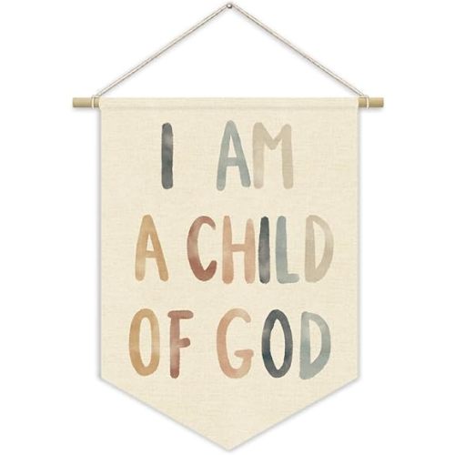 Boho Classroom Homeschool Decor I Am A Child Of God Banner,Teen Sunday School Decor,Bible Verse For Nursery Decor,Christian Wall Hanging Pennant Flag Banner for Church Newborn Baby Room