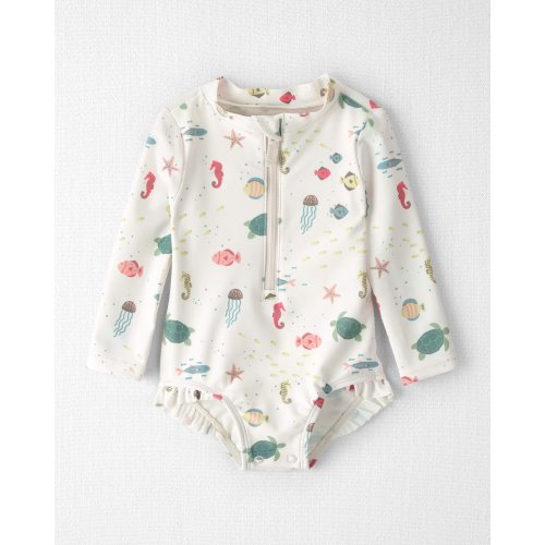 Baby Girl Recycled Rashguard Swimsuit in Under the Sea - Little Planet | Carter's