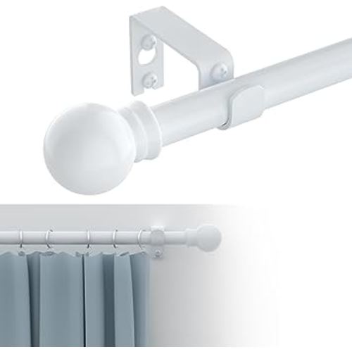 GXOACKJ White Curtain Rods for windows 28 to 78 inch,5/8 inch Decorative Curtain Rod Set, Splicing Heavy Duty Metal Curtain Rod with Brackets