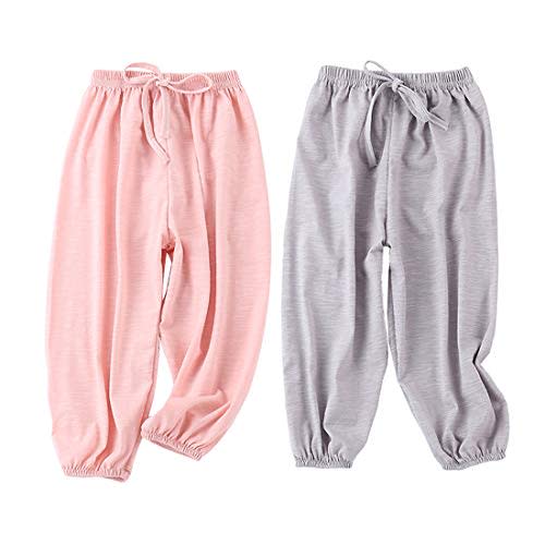 Bouclede Baby Girls Long Bloomers 2 Pack Soft Slub Cotton Harem Pants 12M-7T