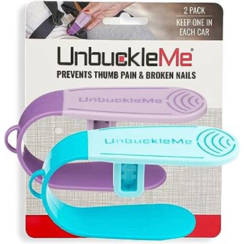 UnbuckleMe Car Seat Buckle Release Tool - Purple & Blue 2 Pack - Buy One for Each Car or Give One to a Friend