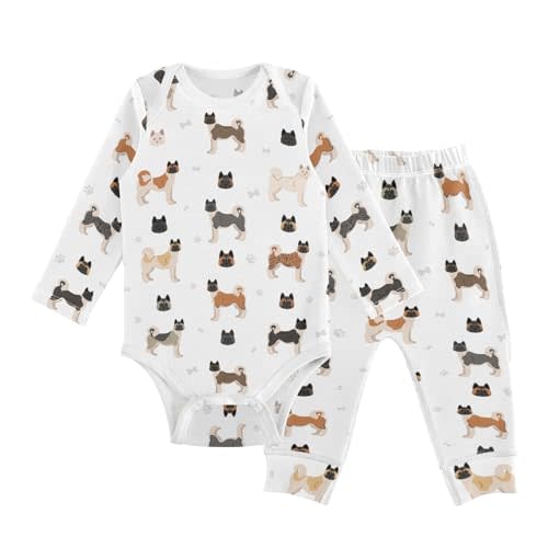 vvfelixl Baby Bodysuits Pants Sets Akita Dog Long Sleeve Baby Clothes For Boys Girls 0-24 Months