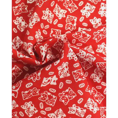 Tenugui, Classic, Komon, Red Maneki-Neko