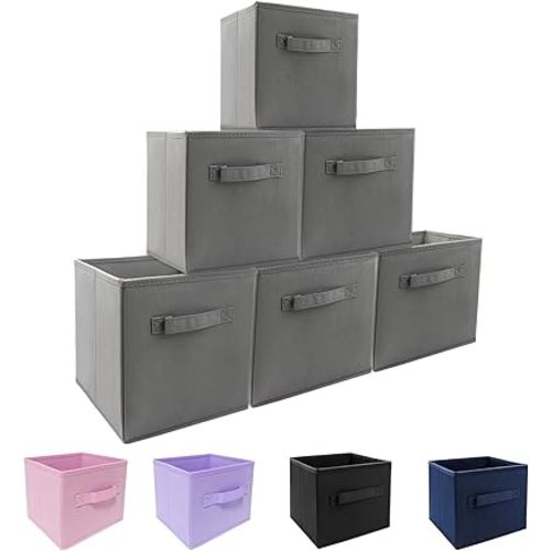 storage bins collapsible storage bins,cube storage organizer (Pack of 6) 9*7.5*7.5inch,For home and office Collapsible Closet Shelf Organizers, Drawer Organizers (Grey)
