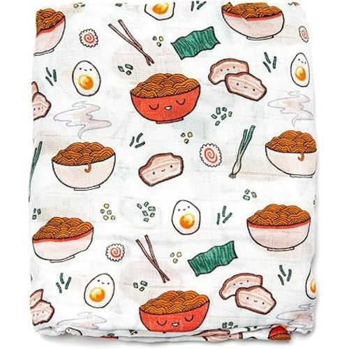 Loulou Lollipop Muslin Swaddle Blanket for Baby Boy & Baby Girl – Soft Breathable Muslin Wrap, 47"x47" Receiving Blanket for Newborn & Toddler - Ramen