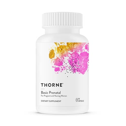 THORNE - Basic Prenatal - Well-Researched Folate Multi for Pregnant and Nursing Women Includes 18 Vitamins and Minerals, Plus Choline - Gluten, Dairy & Soy-Free - 90 Capsules - 30 Servings