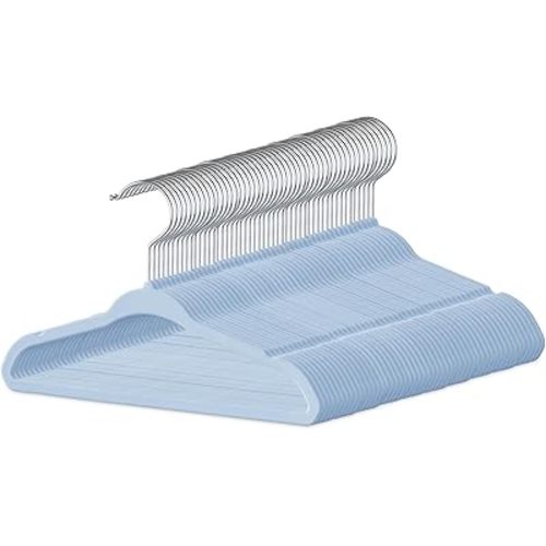 InfiniPower 50 Pack Kids Velvet Hangers, 11 Inch Baby Hangers with Non-Slip Design for Toddler Closet, Infant Clothes, Coats & Skirts, Blue