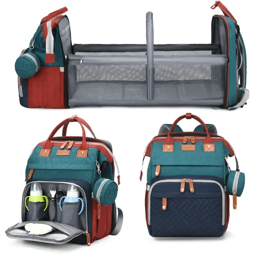 Jeryswet Baby Diaper Bags with Changing Station, Waterproof Large Capacity Diaper Bag Backpack for Moms Dads with USB Charging Port and Stroller Straps, Baby Shower Gifts, RGB