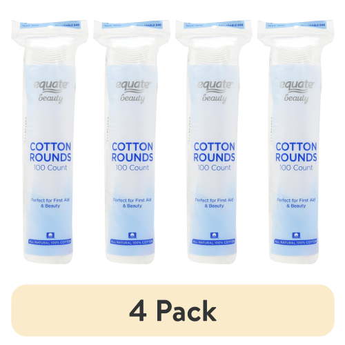 (4 pack) Equate Cotton Rounds, 100 Count