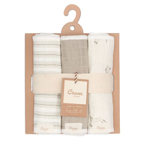 Avery 3 pc. Organic Cotton Burp Cloths Set | Crane Baby