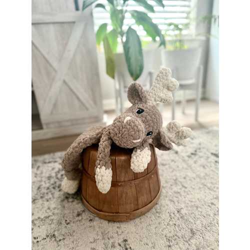 Crochet Moose Snuggler, Knotted Lovey, Baby Shower Gift
