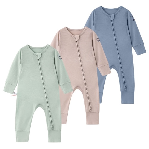 ClimaCuddle™ Zipped Baby Romper 3-Pack Bundle- Merino Wool & Rayon Bamboo