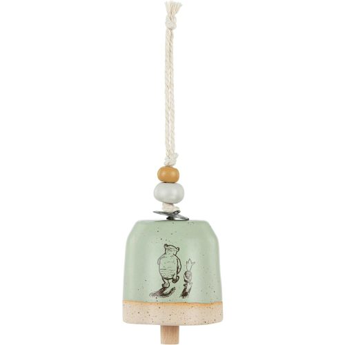 DEMDACO Pooh Classic Yellow Bear Everyday Collection Piglet Togetherness Sage Green 2 inch Stoneware Mini Inspired Bell Ornament
