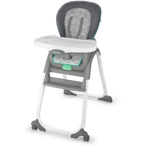 Ingenuity Full Course 6-in-1 High Chair - Baby to 5 Years Old, 6 Convertible Modes, 2 Dishwasher Safe Trays - Astro