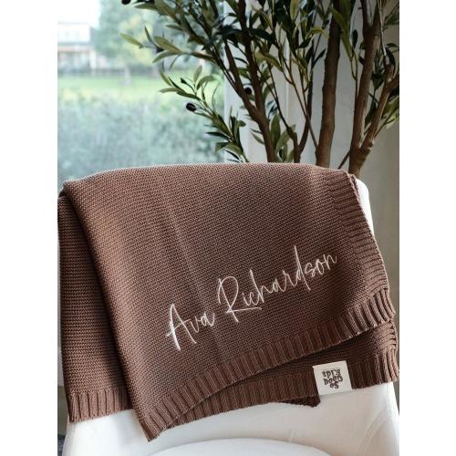 Custom Baby Blanket – Premium Quality Organic Cotton, Custom Embroidered Name, Personalized Gift by SoGoodKids® Knitted Blanket