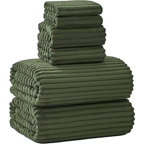 Extra Large Bath Towel Set of 6 (40"x80"),Oversized Bath Sheet Super Soft Highly Absorbent Microfibers Quick Dry Luxury Shower Towel for Bathroom Spa Gym Hotel Yoga (Olive Green, 6Piece)