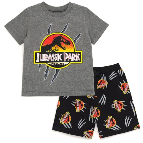 Jurassic World Jurassic Park T-Rex Boys' 2-Piece T-Shirt and Shorts Set Toddler to Big Kid