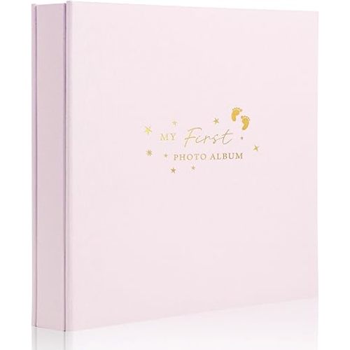 Holoary Baby Photo Album 4x6 500 Photos, 500 Pockets 4x6 Picture Album, Linen Fabric Cover Picture Book for Photos, Baby Photo Albums Hot Stamping Cover(Pink)