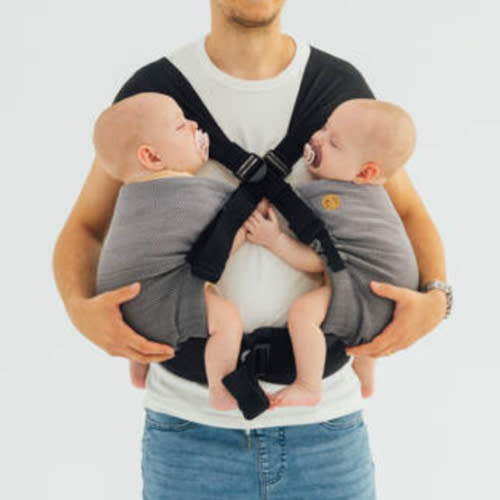 LennyTwin Carrier, Standard Size, herringbone weave 100% cotton - LITTLE HERRINGBONE OMBRE GREY