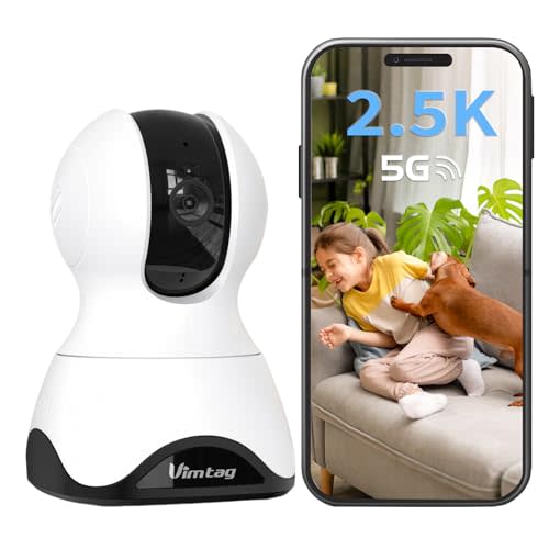 VIMTAG 2.5K Pet Camera Indoor with Phone App, 360° Dog Camera with Speaker, Indoor Cameras for Home Security, 5G/2.4G WiFi, Motion Tracking & AI Detection, 2-Way Audio, Night Vision, SD/Cloud Storage