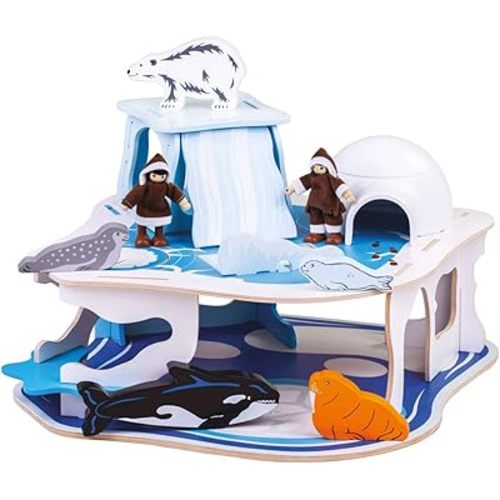Bigjigs Toys Wooden Polar Glacier Playset - Arctic Activity Centre