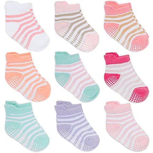 Zaples Baby Non Slip Grip Ankle Socks with Non Skid Soles for Infants Toddlers Kids Boys Girls
