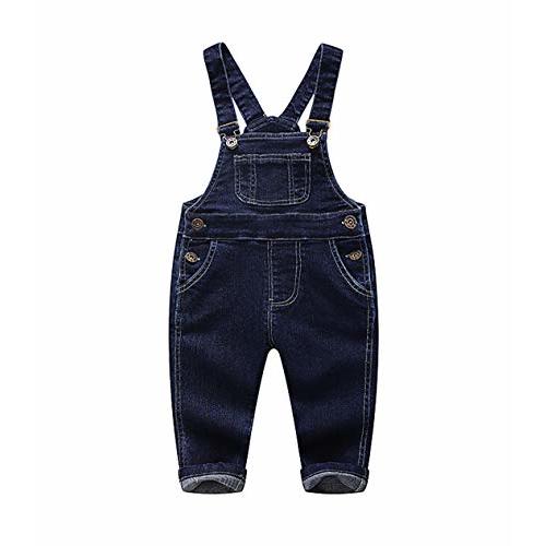 KIDSCOOL SPACE Baby & Little Boys/Girls Blue & Black Denim Overalls,Jean Workwear