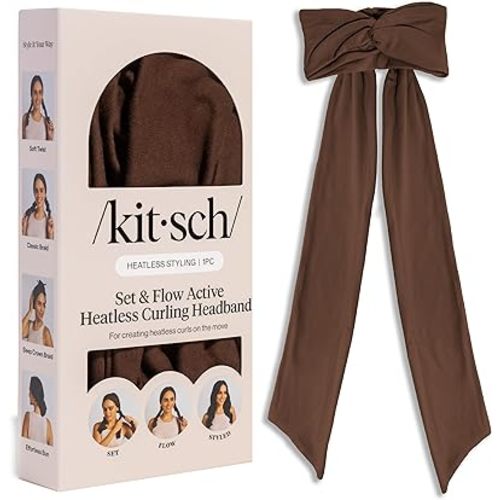Kitsch Set & Flow Active Heatless Curling Headband For Women - Brown, 1pc
