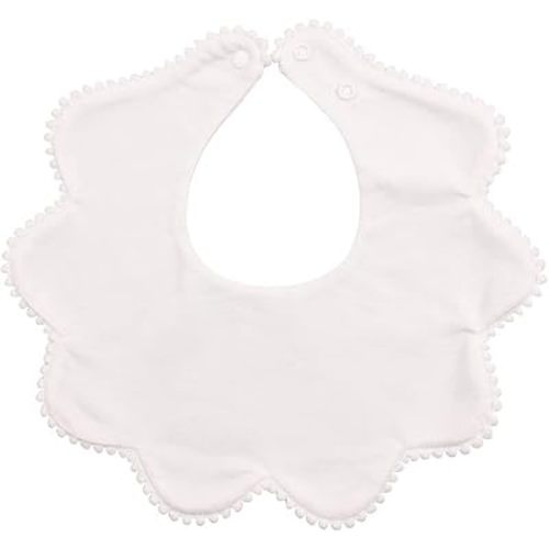 JANGANNSA 3 PCS White Flower Baby Bibs Infant Burp Clothes for Baby Girls Saliva Towel Cotton Infant Toddler Girls Bibs (3PCS-White)