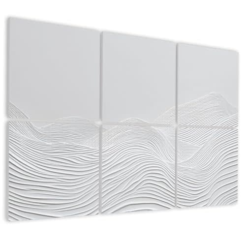 Art Acoustic Panels 72"X48" Neutral Abstract 3D Curve Illustrations Waves Flow Rhythm Decorative Acoustic Wall Panels, Sound Absorbing Wall Art Sound Proof Panels for Studio Home & Living Room