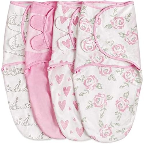 Organic Baby Swaddle Sleep Sacks, 4-Pack Swaddles for Newborns Baby Essentials, Infant 0-3 Months, 100% Cotton Soft & Snug Adjustable Wrap Nursery Swaddling Blankets Improves Sleep