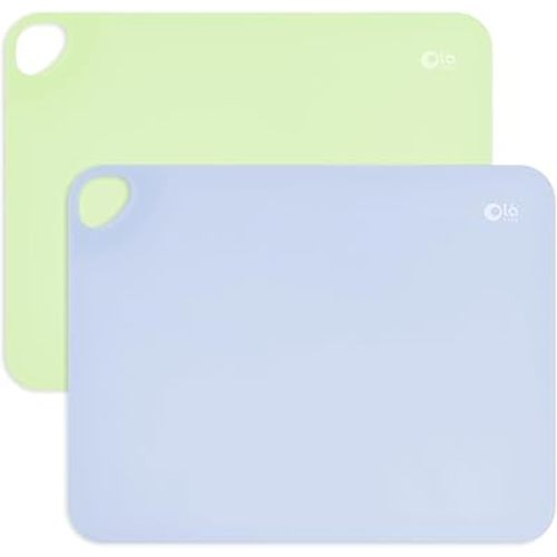 Olababy Fold N Go Silicone Placemat w Travel Case | Dishwasher Safe, BPA Free, Non-Slip, Waterproof | Mini Dining Mat for Infants, Babies, Toddlers and Kids (2, Kiwi/Blueberry)
