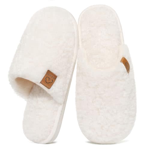 Evshine Fuzzy House Slippers for Women with Comfortable Memory Foam | Lightweight Closed-Toe Indoor Scuff Shoes for Cozy Warm Everyday Wear