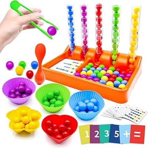 Counting and Color Sorting Toys Set, Fine Motor Skills, Preschool Learning Toys Color Recognition and Math Learning Games, Educational Toy Gift for Kids Age 3 4 5 6Year Old Boys Girls