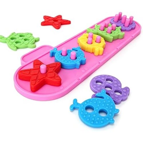 Montessori Toys for 1+ Year Old, Silicone Baby Stacking Shape Color Sorting Toys for Toddlers 1-3, Preschool Learning Activities Toddler Games, 1 2 3 Year Old Girls Boys Birthday Gifts