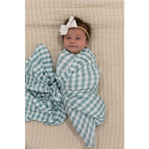 MUTED TEAL GINGHAM | SWADDLE
