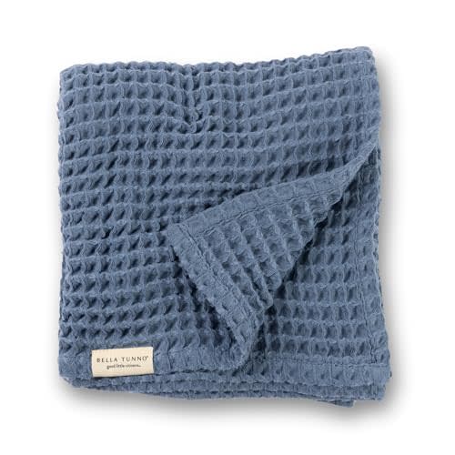 Bella Tunno Waffle Baby Blanket, 100% Cotton, Soft, Breathable & Lightweight, 40" x 40" Swaddle Blanket for Newborns, Infants, Boys & Girls, Cozy Throw for Crib, Stroller, Travel & Nursery (Rain)