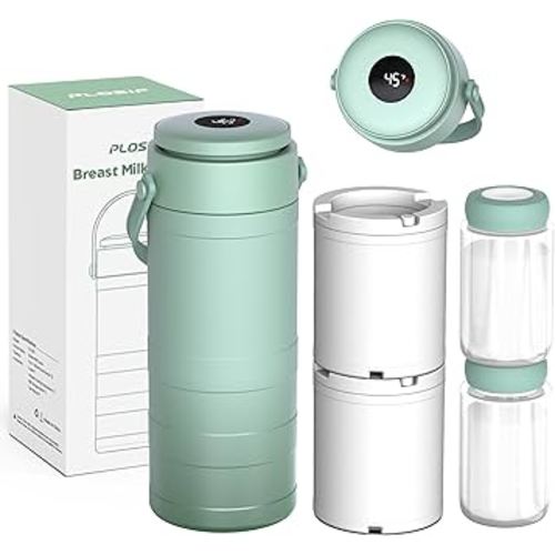 Portable Breast Milk Cooler for Outdoors, 360° All-Round Cooling Keeps Milk Fresh for 24 Hours, 22oz Large Capacity Breastmilk Chiller with 2pcs BPA-Free Bottle for Breastmilk Storage