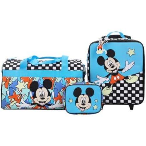Bioworld Disney Mickey Mouse Polka Dots Youth 4-Piece Travel Set Carry on Luggage